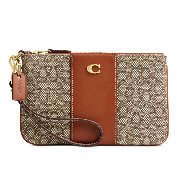 Coach Signature Jacquard Small Wristlet - Picture 6 of 12